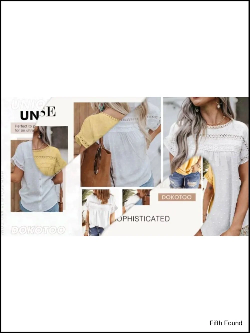 Crewneck Lace Crochet Short Sleeve Blouse - Lightweight Chiffon